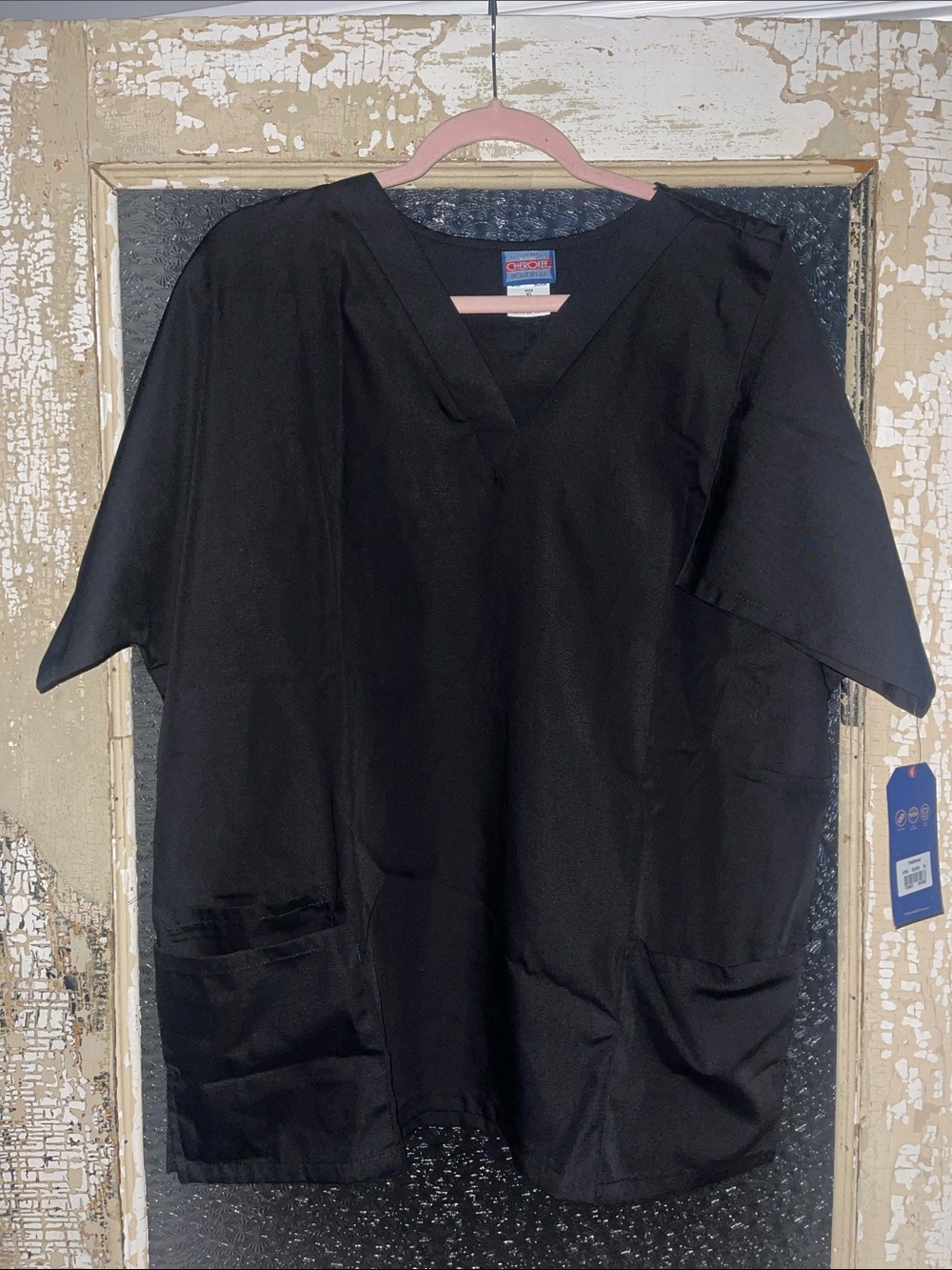 Cherokee Black V-Neck Short Sleeve Scrub Top